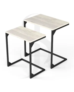 Shura C-Side Nesting Table in Distressed White