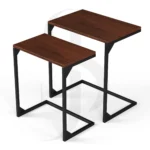 Shura Nesting C-Side Table In Walnut Brown