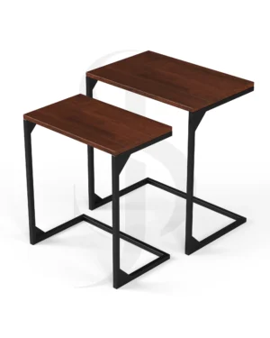 Shura Nesting C-Side Table In Walnut Brown