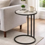 Fern End Table in Distressed White