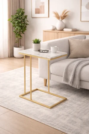 Geode C-Side Table with Marble Top