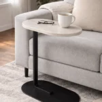 Mars C-side table in Distressed White