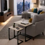 Shura C-Side Nesting Table in Distressed White