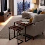 Shura Nesting C-Side Table In Walnut Brown